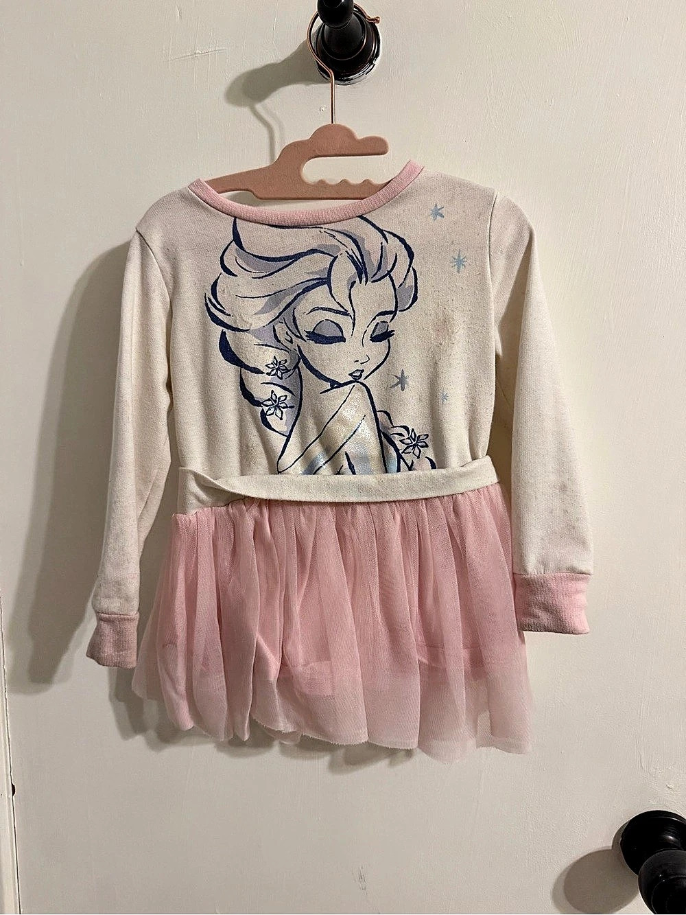 Disney Frozen Girls Size 5 Pink & White Dress